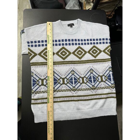 J Crew Abstract Fair Isle Knit Sweater Wool Mohair Blend Crewneck Size Large - Picture 5 of 11